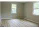 A new bedroom boasts ample natural light through two windows, complemented by vinyl floors at 3858 Trenton Dr, Snellville, GA 30039