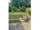 Spacious backyard features multiple levels with stone retaining walls and patio for relaxing at 2540 Picardy N Cir # B, South Fulton, GA 30349