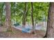 Relaxing hammock strung between trees with river views, offering a tranquil spot to unwind and enjoy nature at 223 Old Rome Rd, Kingston, GA 30145