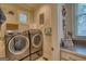 Modern laundry room with front loading washer and dryer and bright natural light at 223 Old Rome Rd, Kingston, GA 30145
