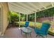 Covered patio features furniture and overlooks the backyard at 110 Long Leaf, Peachtree City, GA 30269