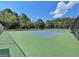 Active community tennis court with well-maintained green and blue surface awaits your next match at 501 Bridlepath Ln, Peachtree City, GA 30269