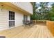 A light wood deck with a table and chairs, and a door to the house at 108 Summit Walk, Peachtree City, GA 30269