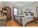 This cozy bedroom offers a comfortable retreat with hardwood floors, decorative iron bed frame, and ample closet space at 395 W Mcintosh Rd, Brooks, GA 30205