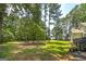Large backyard has plenty of green space surrounded by mature trees at 100 Riveredge Dr, Mcdonough, GA 30252