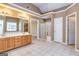 Primary bathroom featuring a double vanity, tiled floors and a shower at 195 Youngs Cir, Fayetteville, GA 30215
