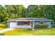 Charming single-story home with blue siding, red shutters, and a well-manicured lawn at 1183 Iron Gate Blvd, Jonesboro, GA 30238