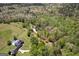 Aerial view of large estate featuring a pool, lush greenery, and a long, private driveway at 1561 Aiken Chafin Ln, Mcdonough, GA 30252