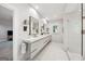 Stylish bathroom with dual vanities, modern fixtures, and a glass-enclosed shower for a spa-like feel at 508 Hastings Dr, Peachtree City, GA 30269