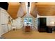 Bright office with wooden ceilings, desk, built in shelving, and eclectic guitars at 508 Hastings Dr, Peachtree City, GA 30269