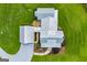 Bird's eye view of the house with manicured lawns, stone pathways and detached garage at 385 Liberty Church Rd, Carrollton, GA 30116