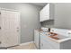 Functional laundry room includes storage cabinets and washer/dryer at 205 N Strathmore Dr, Sharpsburg, GA 30277