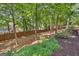 Wooded backyard featuring privacy, mature trees, mulch beds, and low-maintenance landscaping at 335 S Satinwood Pl, Roswell, GA 30076