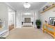 Spacious living room with carpet, columns, recessed lighting, and an open floor plan at 155 Carrolls Way, Fayetteville, GA 30215