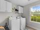 Convenient laundry room with washer, dryer, and storage cabinets at 344 Mckibben Dr, Locust Grove, GA 30248