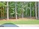 Backyard featuring beautiful, mature trees and plenty of shade at 185 Newfield Dr, Tyrone, GA 30290