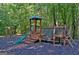 Community playground featuring a wooden playset and swings, perfect for Gathering fun and recreation at 185 Newfield Dr, Tyrone, GA 30290