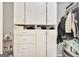 Organized closet with built-in shelving and drawers, perfect for storage and organization at 505 Lighthouse Ln, Peachtree City, GA 30269