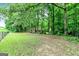 Expansive fenced backyard with lush greenery and mature trees, providing privacy and a serene atmosphere at 135 Crimson Rdg, Tyrone, GA 30290