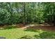 Secluded backyard surrounded by mature trees, creating a private oasis at 120 Oak Shadow Way, Fayetteville, GA 30215