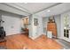 Finished basement area with built in desk, closet and wood flooring at 120 Oak Shadow Way, Fayetteville, GA 30215