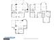 Three floorplans showing layout of levels, including kitchen, living areas, bedrooms, and exercise room at 120 Oak Shadow Way, Fayetteville, GA 30215