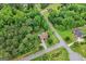 An aerial view showcases a house with lush greenery, manicured lawns and nearby streets in a quiet neighborhood at 52 Olivia Ct, Palmetto, GA 30268