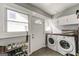 Functional laundry room equipped with a washer, dryer, and ample storage at 1091 Selwin Sw Ave, Atlanta, GA 30310