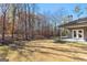 View of the backyard with mature trees and covered porch at 296 Deer Creek Run # 11, Moreland, GA 30259