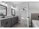 Bathroom with double vanity and tiled floor at 296 Deer Creek Run # 11, Moreland, GA 30259