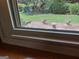 Backyard view from window overlooking lush greenery and hydrangea bushes at 404 Windsor Way, Peachtree City, GA 30269