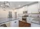 Modern kitchen featuring granite countertops, a stainless steel oven and microwave, white cabinets, and hardwood floors at 3005 Nicholas Dr, Villa Rica, GA 30180