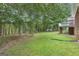 Lush backyard featuring mature trees and landscaping, showcasing the serene outdoor space at 190 Willow Lake Ln, Sharpsburg, GA 30277