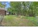 Expansive backyard featuring mature trees and landscaping, enclosed by a chain-link fence for privacy at 190 Willow Lake Ln, Sharpsburg, GA 30277