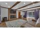 Beautiful living room with a brick fireplace and sliding door for natural light at 190 Willow Lake Ln, Sharpsburg, GA 30277