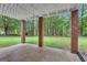 Covered patio with brick columns, providing a shaded outdoor space overlooking a lush yard at 190 Willow Lake Ln, Sharpsburg, GA 30277