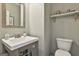 Charming powder room with pedestal sink, decorative mirror, and neutral color scheme at 2975 Hickory Hill Rd, Brooks, GA 30205