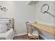 Office space with a built-in desk, chair and overhead lamp at 2975 Hickory Hill Rd, Brooks, GA 30205