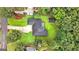 Aerial shot of a beautifully landscaped property with a well-maintained lawn and mature trees at 7972 Woods Lane, Jonesboro, GA 30236
