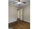 Bedroom featuring ceiling fan and hardwood flooring at 5225 Silhouette Sw Ln, Mableton, GA 30126