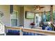 Inviting covered porch with TV, fan, and comfortable seating area, ideal for relaxation and leisure at 125 Kayla Ct, Locust Grove, GA 30248