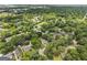 Wide aerial perspective of a residential neighborhood with mature trees, showcasing community layout and nearby pond at 3119 Conyers Se St, Covington, GA 30014