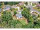 Aerial view of a home nestled among mature trees in a residential neighborhood at 1120 Bagwell Dr, Kennesaw, GA 30152