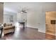 Living room features a fireplace, hardwood floors, and a ceiling fan at 2804 Dominion Nw Ln # Bldg 2, Kennesaw, GA 30144