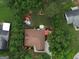 Overhead aerial view showing a home's layout with pool, landscaping, and surrounding greenery in a quiet neighborhood at 55 Ashton Pl, Covington, GA 30016