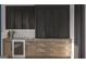 Stylish kitchenette featuring custom cabinets, a built in wine cooler, and herringbone backsplash at 0 Ebenezer Rd # 4, Fayetteville, GA 30215