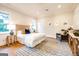 Cozy bedroom with hardwood floors, stylish rug, and comfortable seating area at 105 Godby Dr, Fayetteville, GA 30215