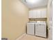 Laundry room featuring white washer and dryer with white cabinetry at 140 Rehobeth Way, Fayetteville, GA 30214