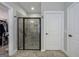 Contemporary tile shower with glass door and built-in seat at 3018 Patriots Square, Marietta, GA 30064