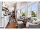 Cozy sitting area with natural light and stylish furnishings nestled beside the kitchen for easy access and comfortable lounging at 30 Dorset Ct, Sharpsburg, GA 30277